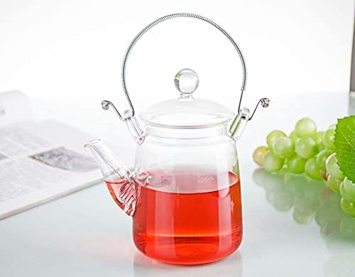 XJHHOMA סיר תה זכוכית אלגנטית בעבודת יד עם פלדה אל חלד מפלדת תה [מס '006, מסומן בתיאור]